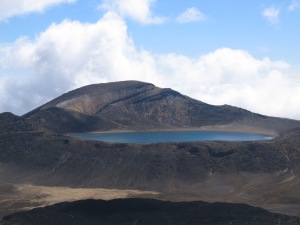 View to the Blue Lake and lava flow from Red Crater